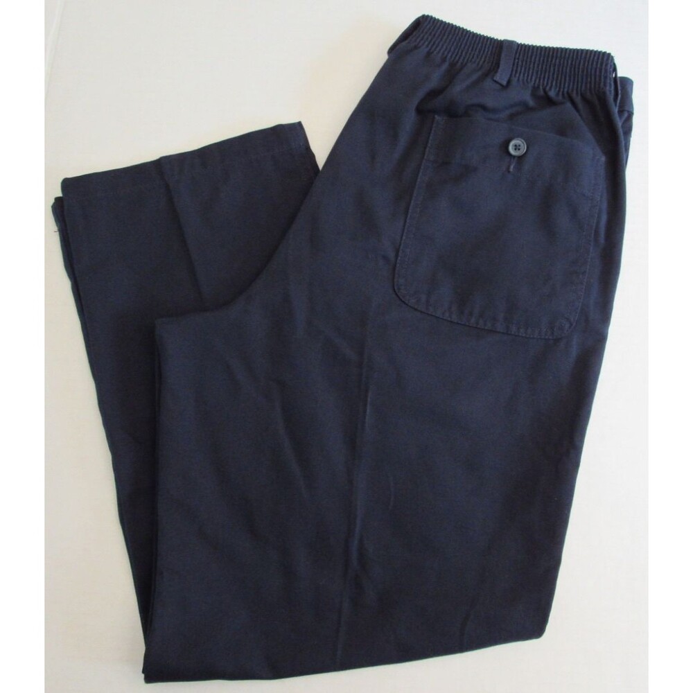 Mens Basic Editions Elastic Waist Mid Rise Black Pants Size 36 x 30